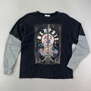 Stitch & Pine Memphis Graphic Tee Womens M Long Sleeve Thermal NWT Retro Y2K
